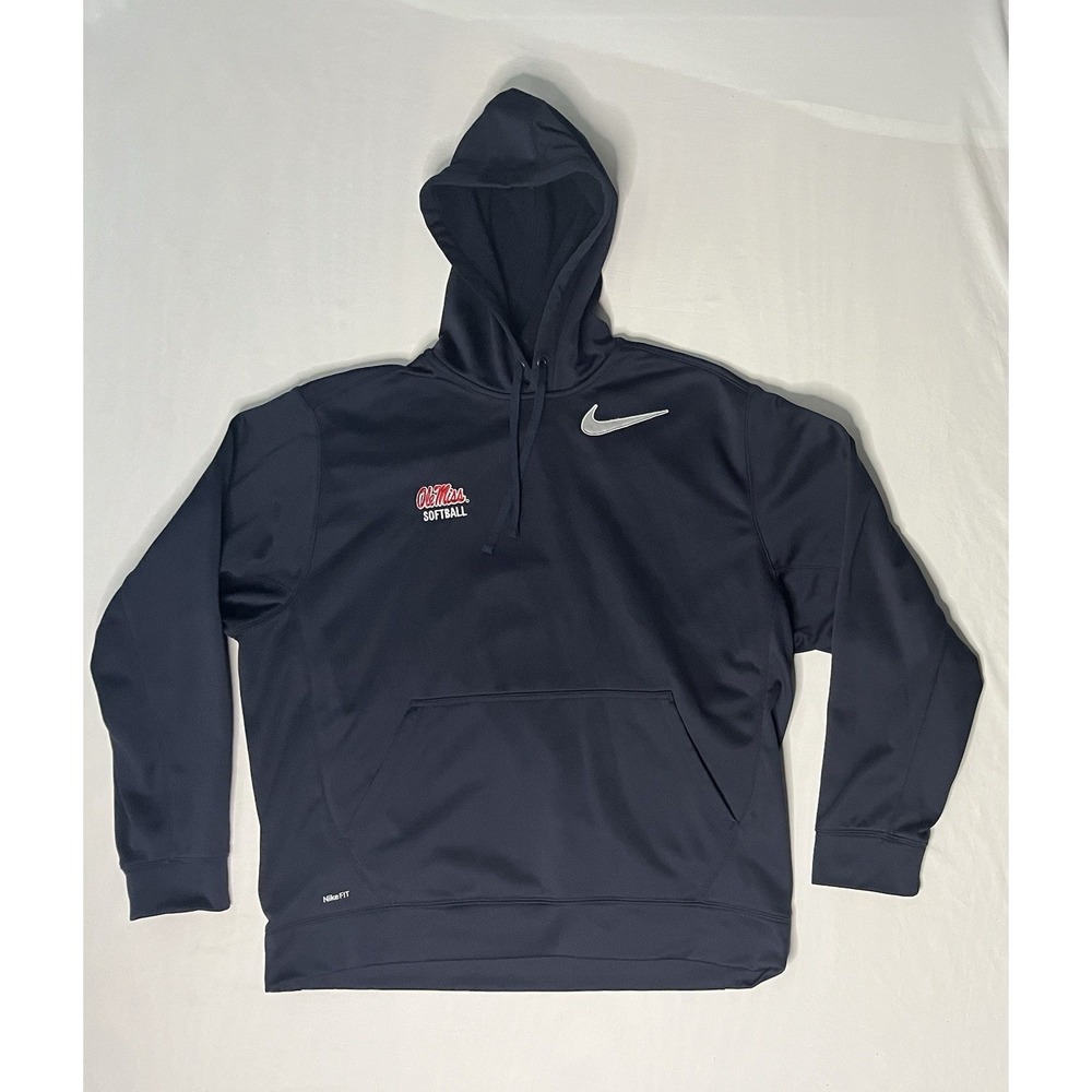 Nike Fit Therma Ole Miss Rebels Softball Pullover Hoodie Men's SZ XL Blue 341515